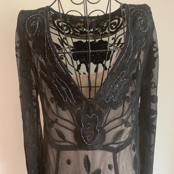Free People Black Swan Sheer Maxi Dress